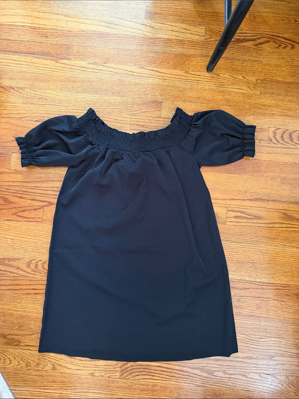 Black Off-Shoulder Puff-Sleeve Dress